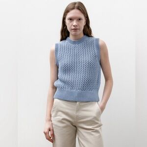 Greige Light Blue Knit Sleeveless Top